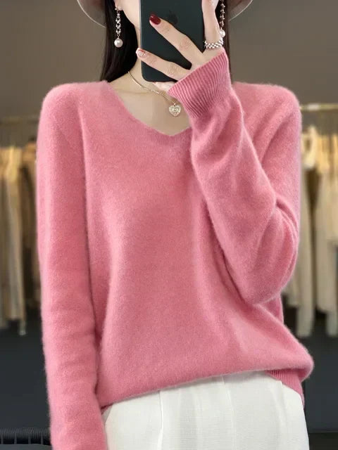 Corvella | Women's Oversized Knit Sweater Pullover - Lilac - Image 2