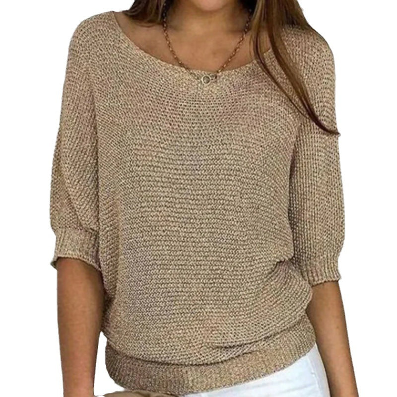 Threnova | Women's Oversized Knit Sweater - Camel - Image 1