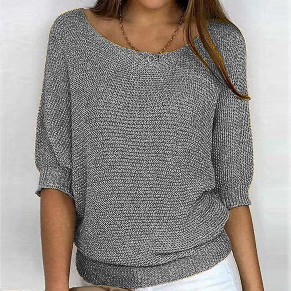 Threnova | Women's Oversized Knit Sweater - Camel - Image 2