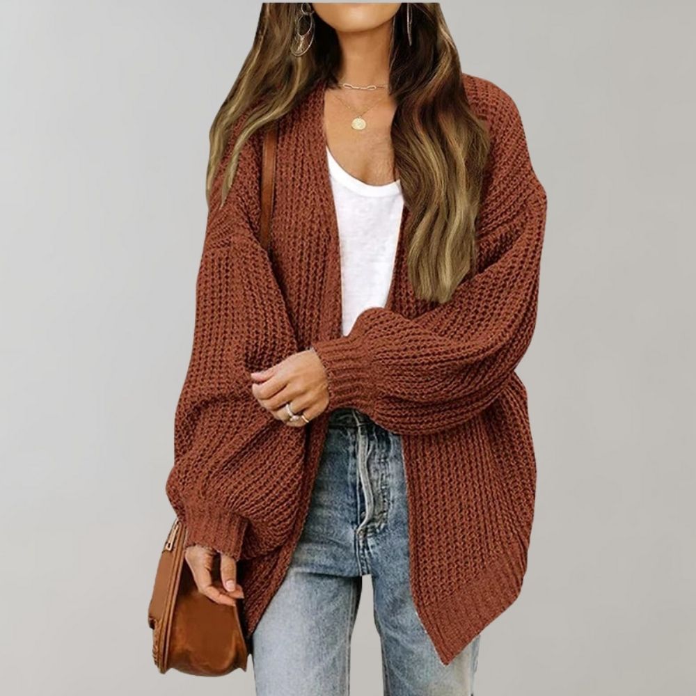 Adrina | Women's Open Front Cardigan Sweater - Black - Image 2
