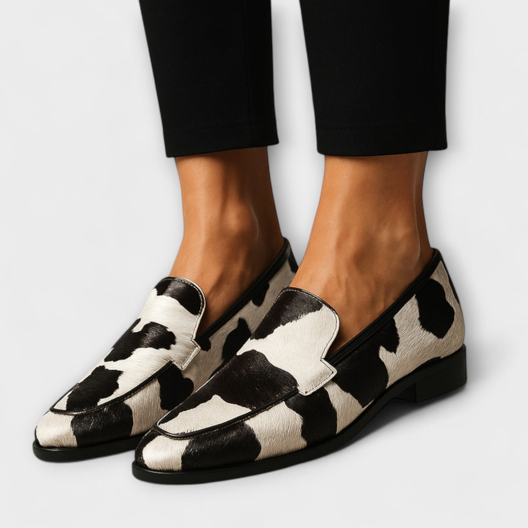 Brenara | Women's Cow Print Penny Loafers - Image 1