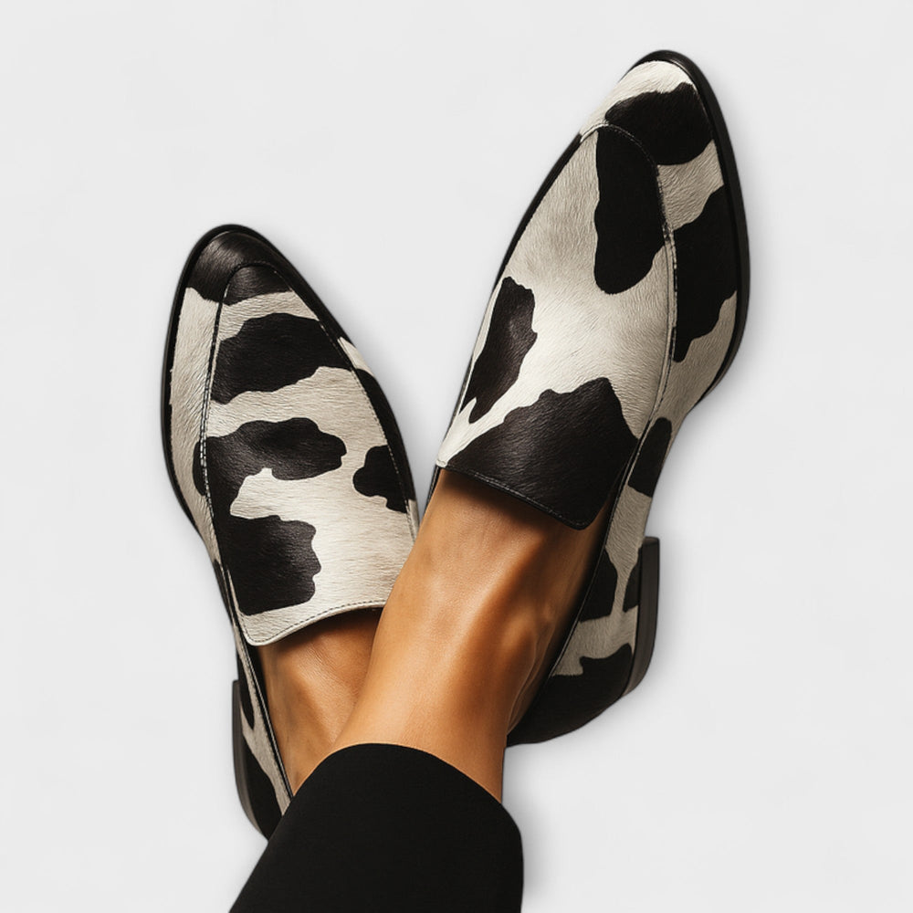 Brenara | Women's Cow Print Penny Loafers - Image 2