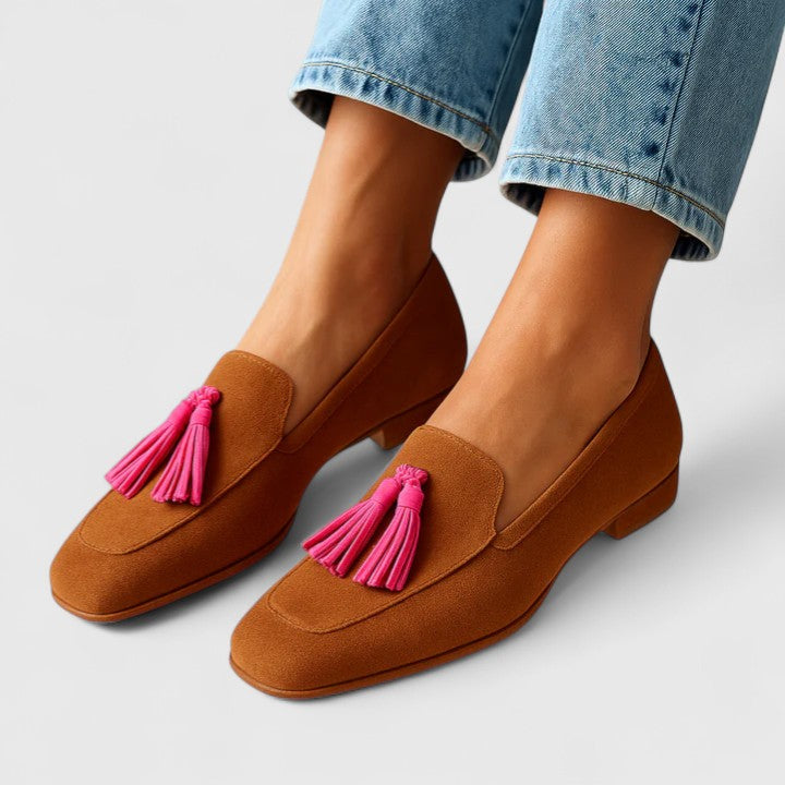 Brenova | Women's Penny Loafers Slip-On Flat Shoes - Brown - Image 1