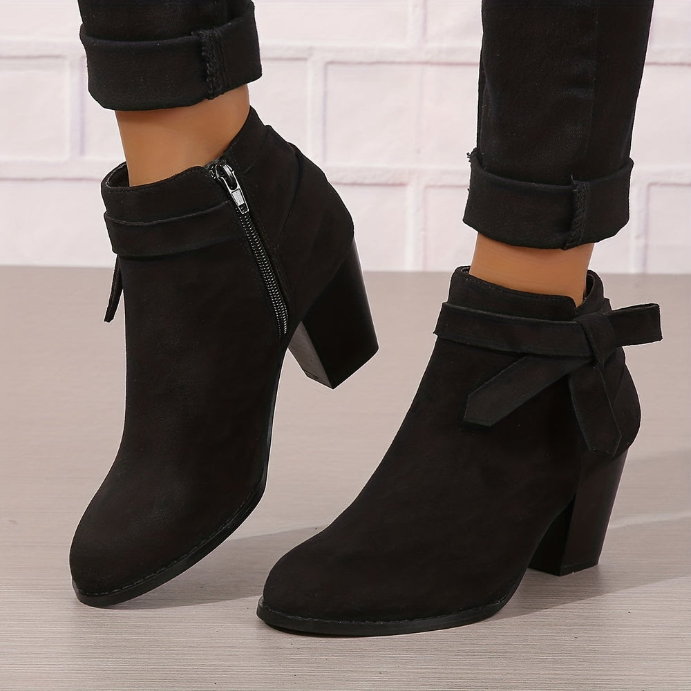 Brenvora | Women's Chelsea Ankle Boots with Block Heel - Black - Image 2