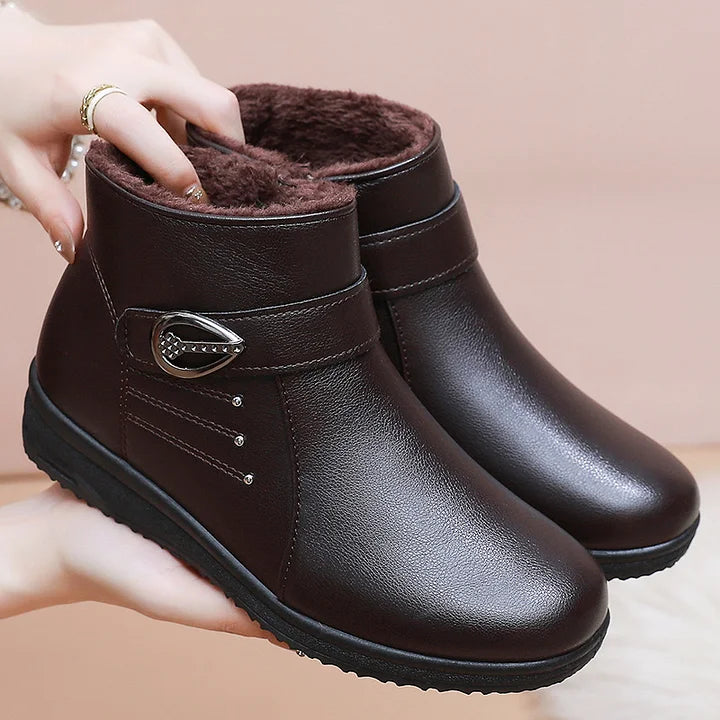 Brenwick | Women's Fleece-Lined Winter Ankle Boots - Dark Brown - Image 1