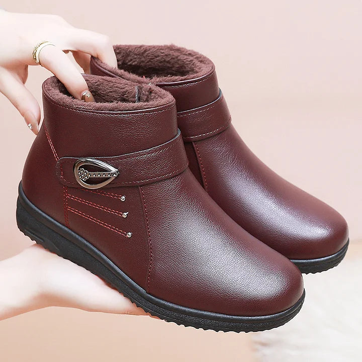 Brenwick | Women's Fleece-Lined Winter Ankle Boots - Dark Brown - Image 2