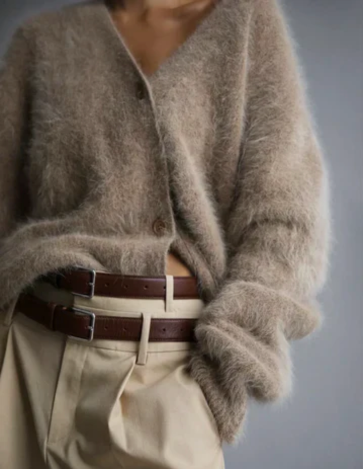 Briallen | Women's Oversized Fuzzy Cardigan Sweater - Taupe - Image 1