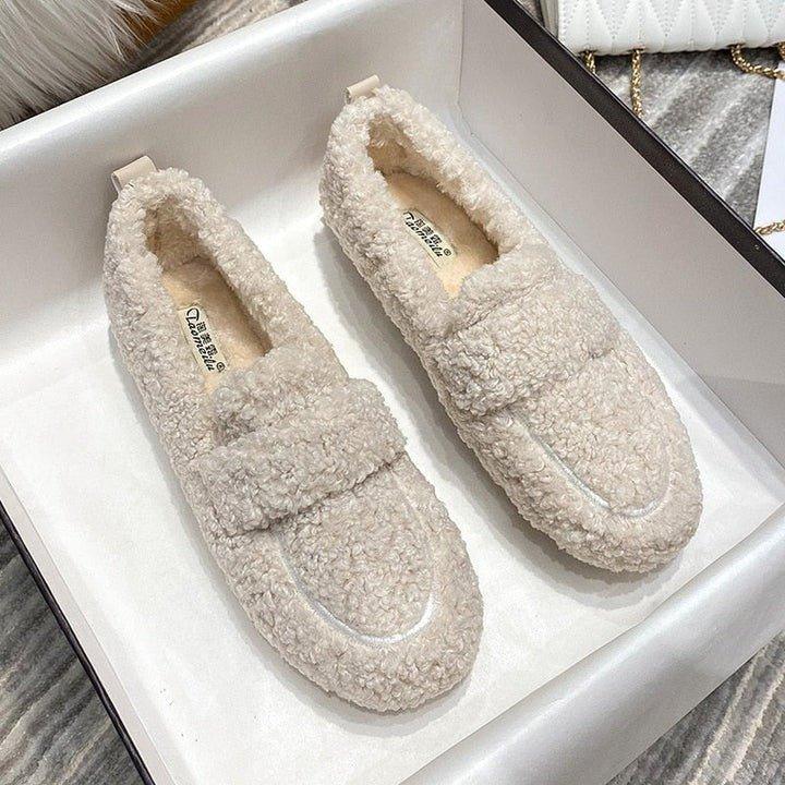 Brielle | Women's Fuzzy Penny Loafer Flats - Cream - Image 2