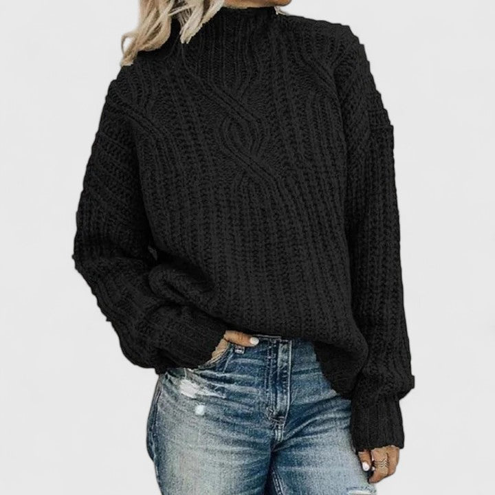 Brindell | Women's Oversized Cable Knit Sweater - Green - Image 2