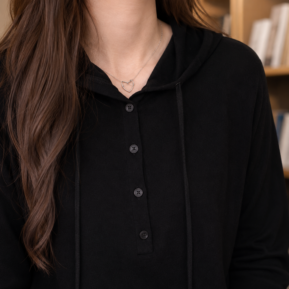 Bryndell | Women's Oversized Knit Hoodie Sweater - Black - Image 2