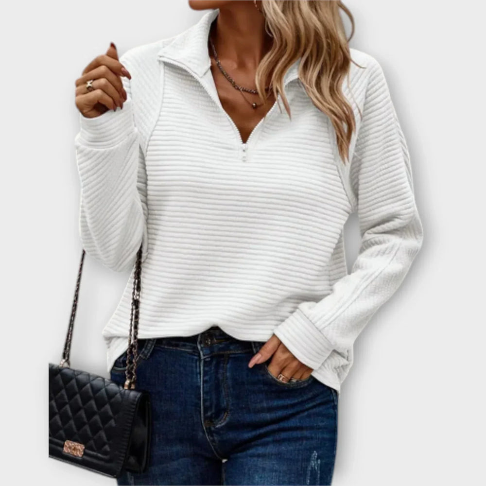 Brynmora | Women's Oversized Knit Half-Zip Sweater - Pink - Image 2