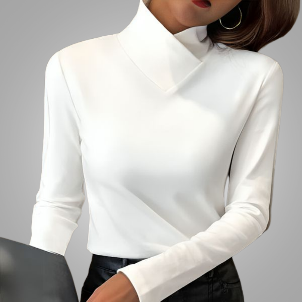 Caldwen | Women's Oversized Knit Turtleneck Sweater - White - Image 1