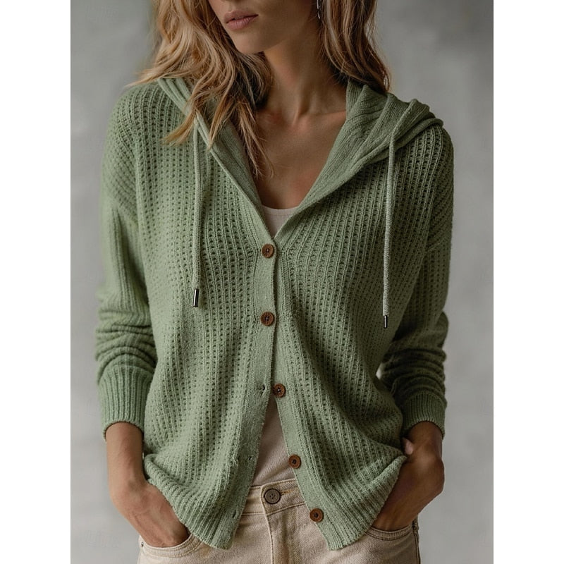 Calloway | Women's Hooded Cardigan Sweater - Brown - Image 2