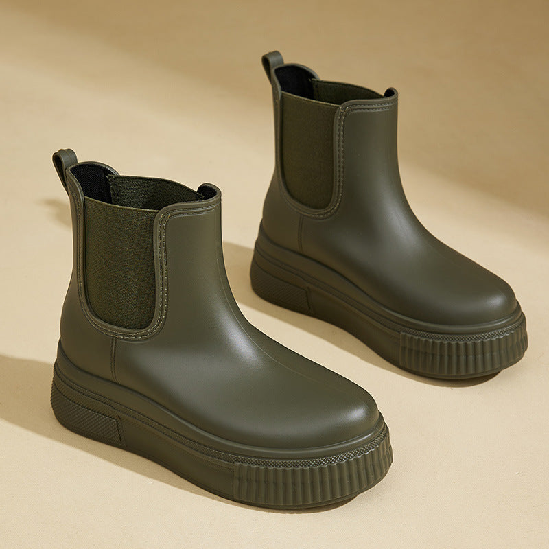 Calveen | Women's Chelsea Ankle Boots with Platform - Olive Green - Image 1