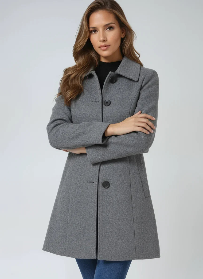 Calveth | Women's Fit-and-Flare Trench Coat - Grey - Image 1