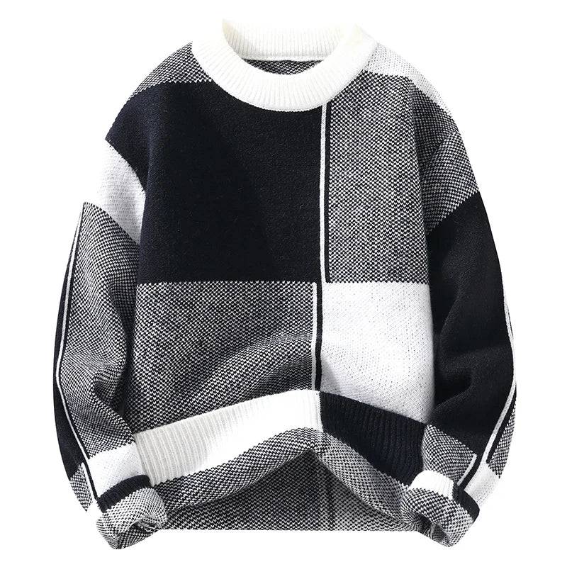 Calveth | Women's Oversized Knit Sweater Color Block - Image 2