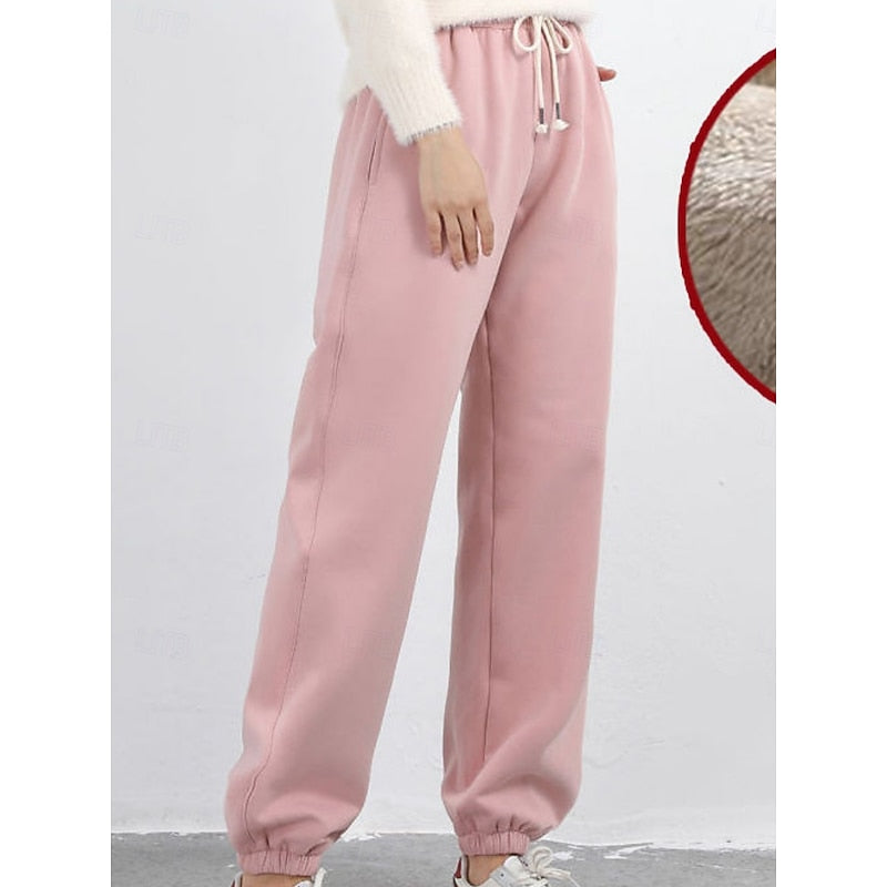 Calvette | Women's Fleece-Lined Sweatpants - Pink - Image 1