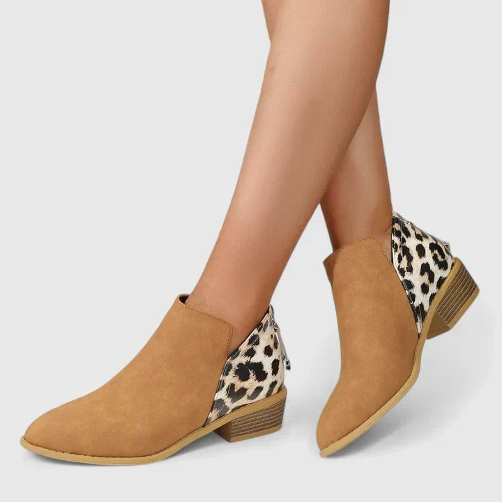 Calvine | Women's Leopard Print Ankle Boots with Chain - Leopard - Image 2