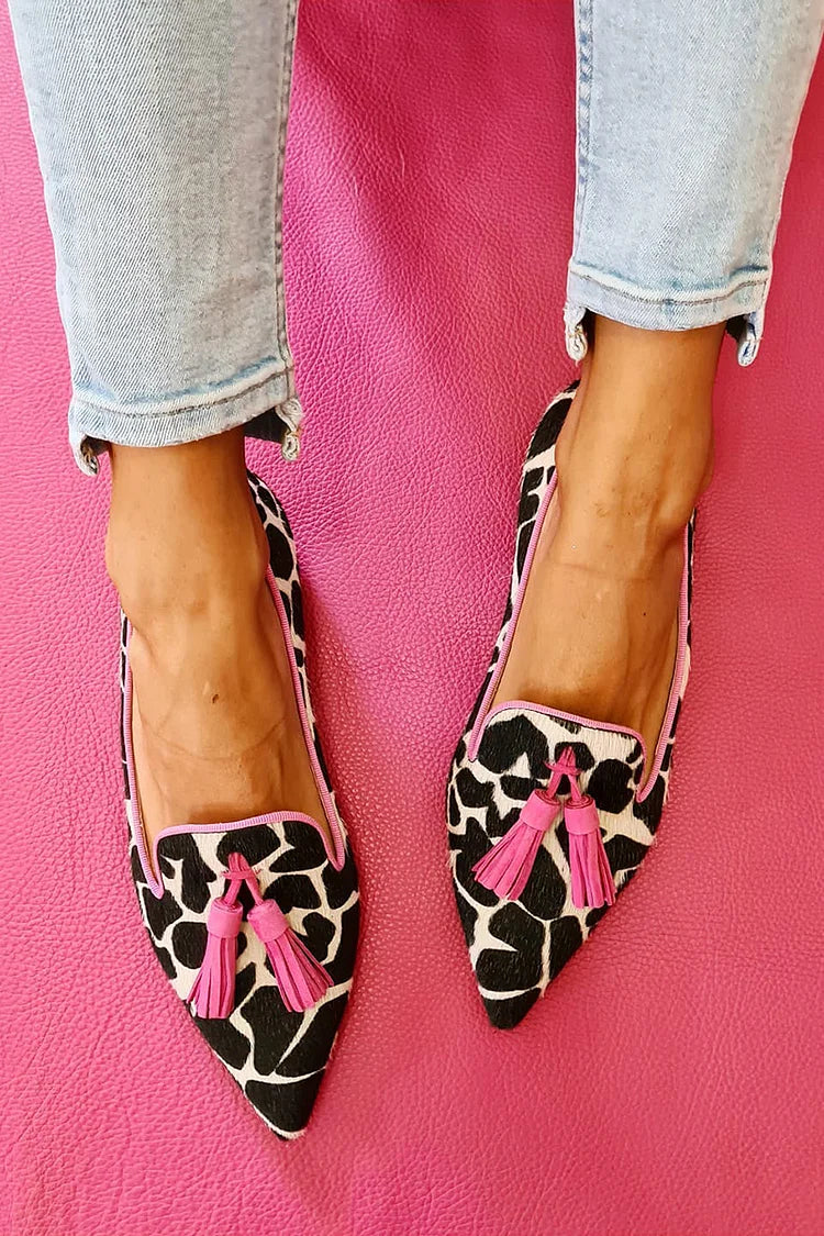 Calvine | Women's Pointed Toe Penny Loafers - Leopard - Image 1