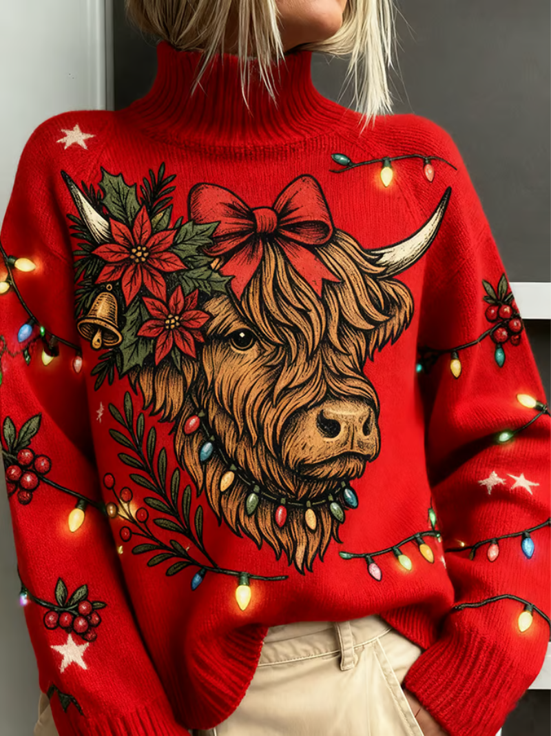 Clovewyn | Women's Oversized Christmas Knit Sweater - Red - Image 1
