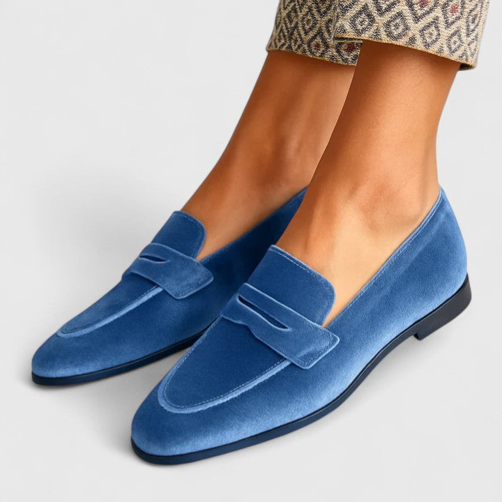Colvaine | Women's Penny Loafer Flats - Blue - Image 1