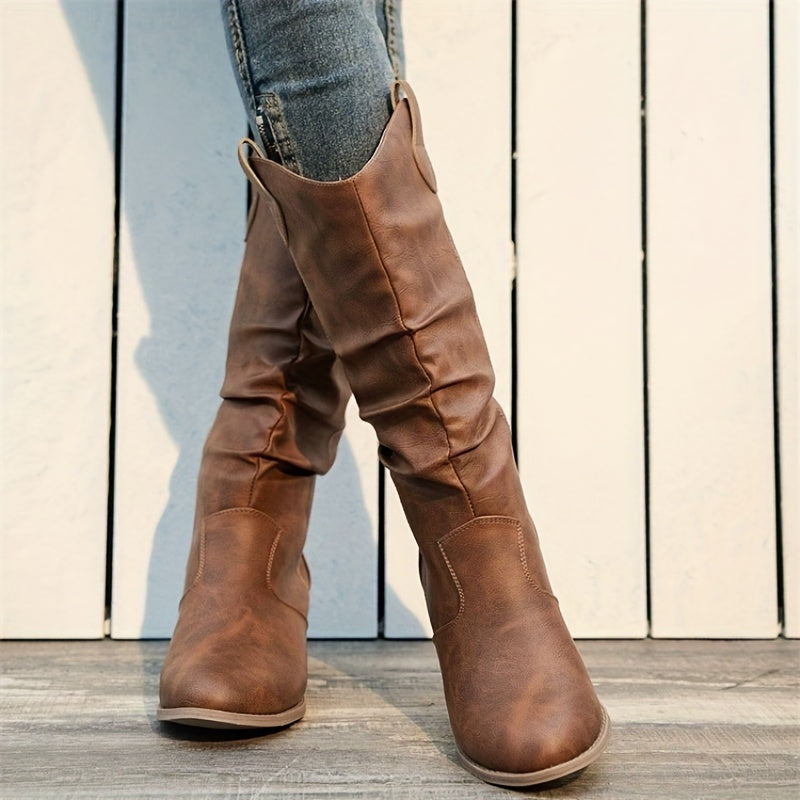Corvalla | Women's Wide Calf Knee-High Western Boots - Brown - Image 1