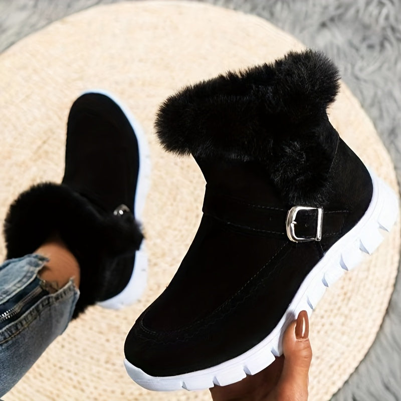 Corvella | Women's Fur-Trim Winter Ankle Boots - Black - Image 1