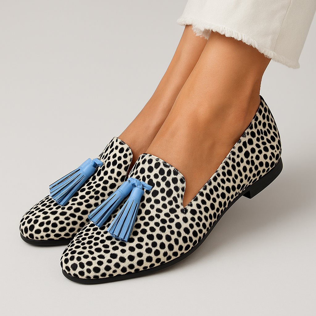 Corvyn | Women's Penny Loafers Dalmatian Print Flats - Polka Dot - Image 1