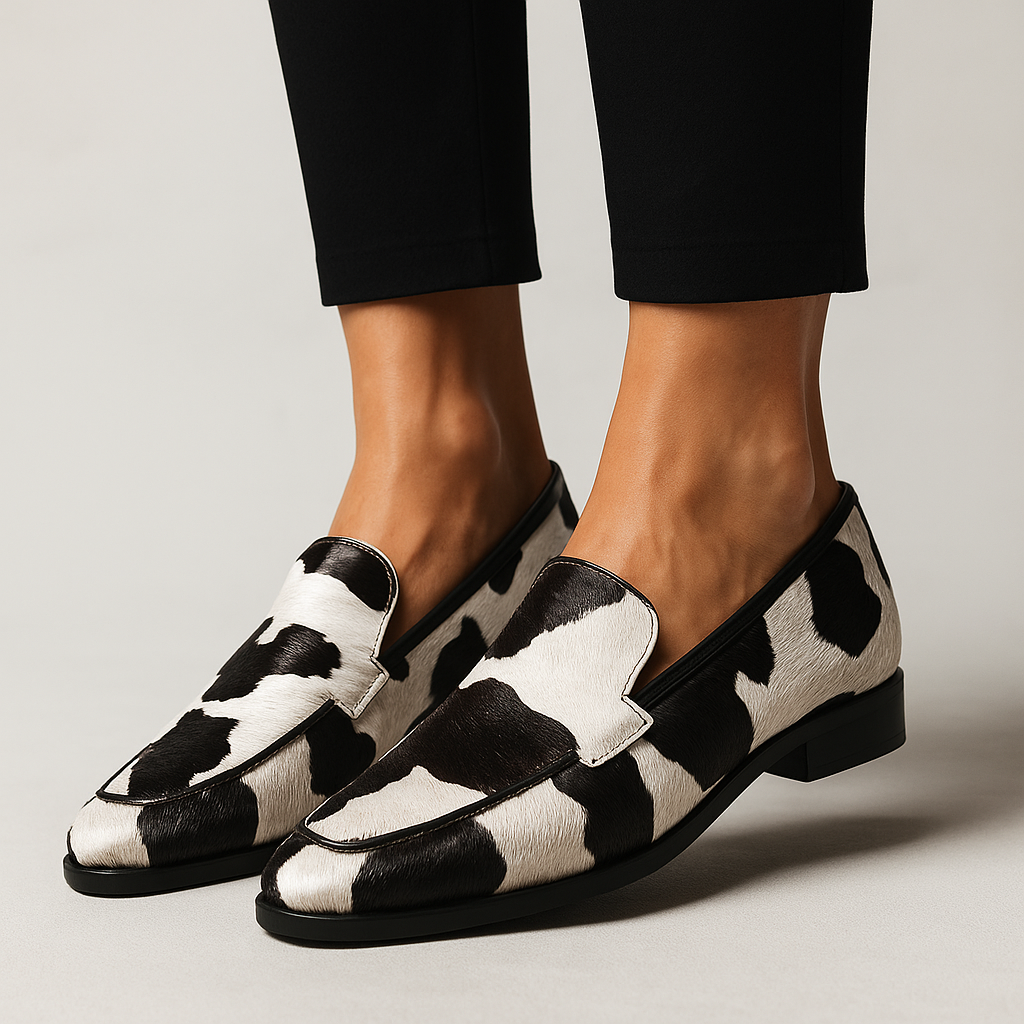 Darvella | Women's Cow Print Penny Loafers - Image 1