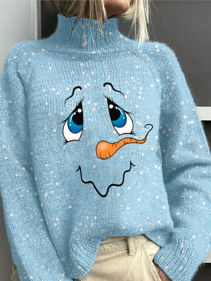 Darvenne | Women's Oversized Knit Christmas Sweater - Light Blue - Image 1