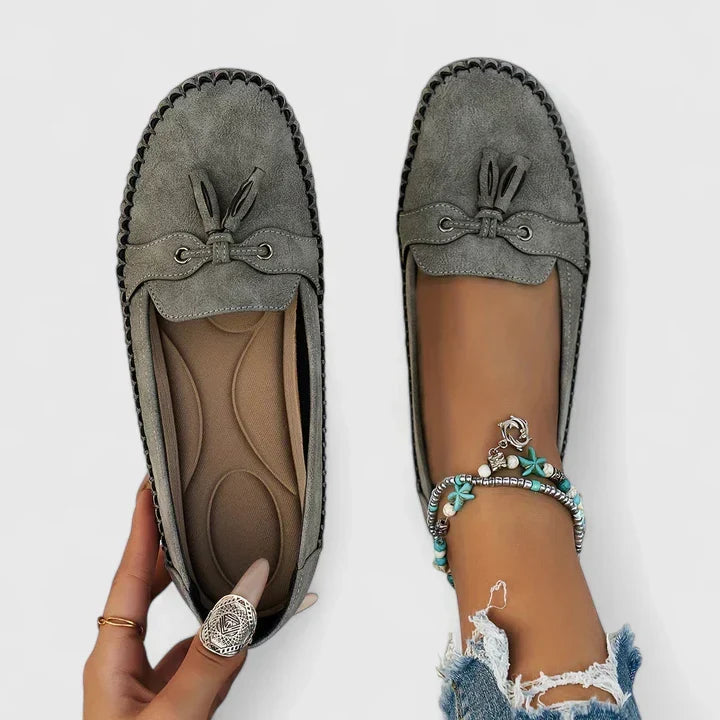 Dawnara | Women's Penny Loafers Slip-On Flats - Grey - Image 1