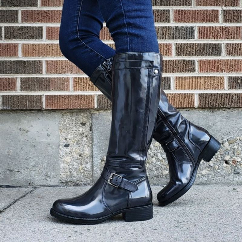 Dawneth | Women's Knee High Winter Boots - Burgundy - Image 2