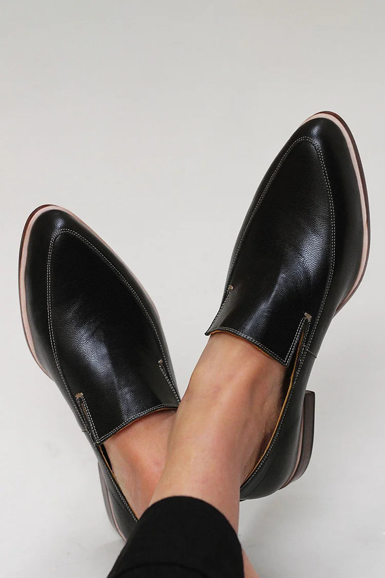 Delvara | Women's Penny Loafer Pointed Toe Flat - Black - Image 1