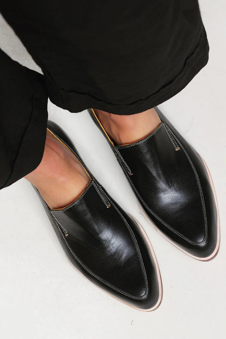Delvara | Women's Penny Loafer Pointed Toe Flat - Black - Image 2