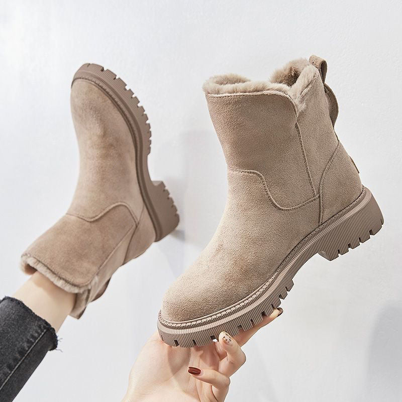 Delvarne | Women's Fleece Lined Winter Snow Boots - Beige - Image 1
