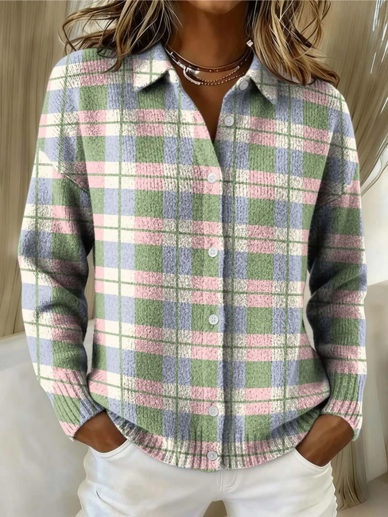 Dovima | Women's Plaid Cardigan Sweater - Image 1