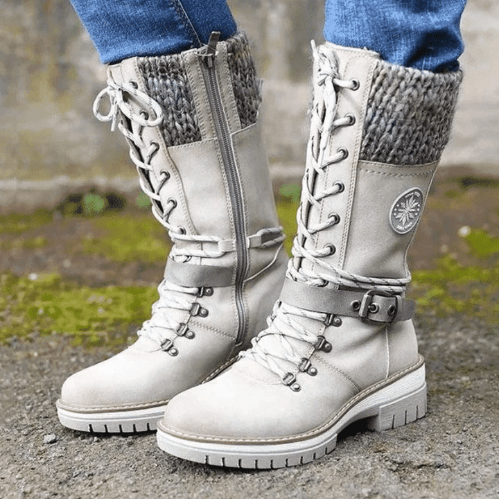Dravella | Women's Waterproof Mid-Calf Winter Snow Boots - Light Grey - Image 1