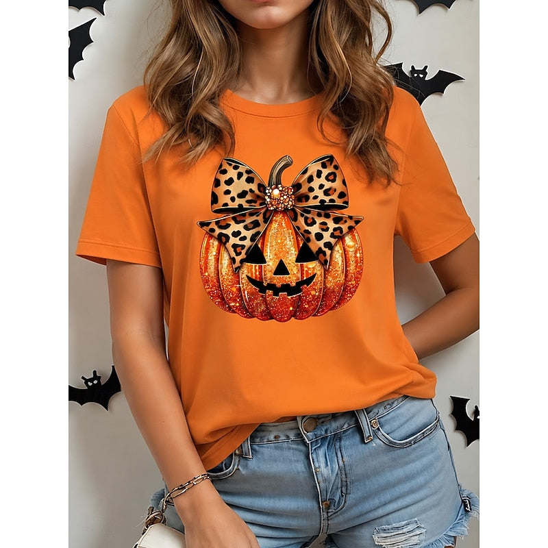 Dravenna | Women's Halloween Graphic Crewneck Sweatshirt - Orange - Image 1