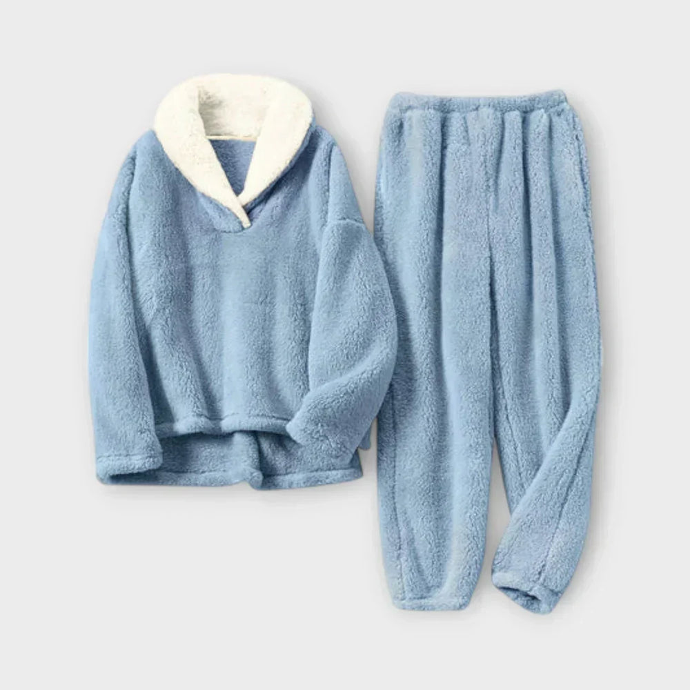 Dravorna | Women's Fleece Loungewear Set - Light Grey - Image 2