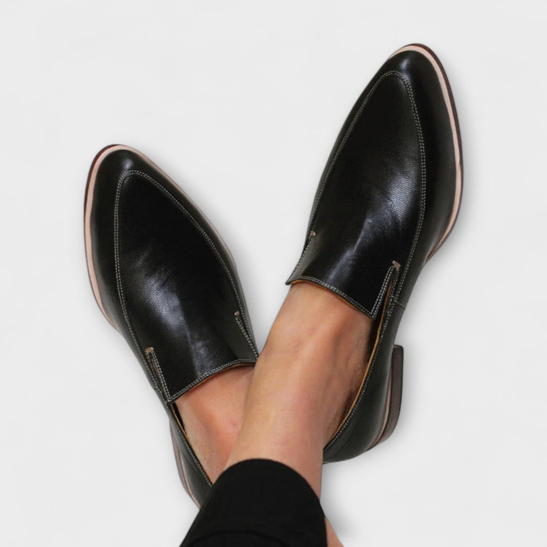 Dresslyn | Women's Pointed Toe Penny Loafers - Black - Image 1