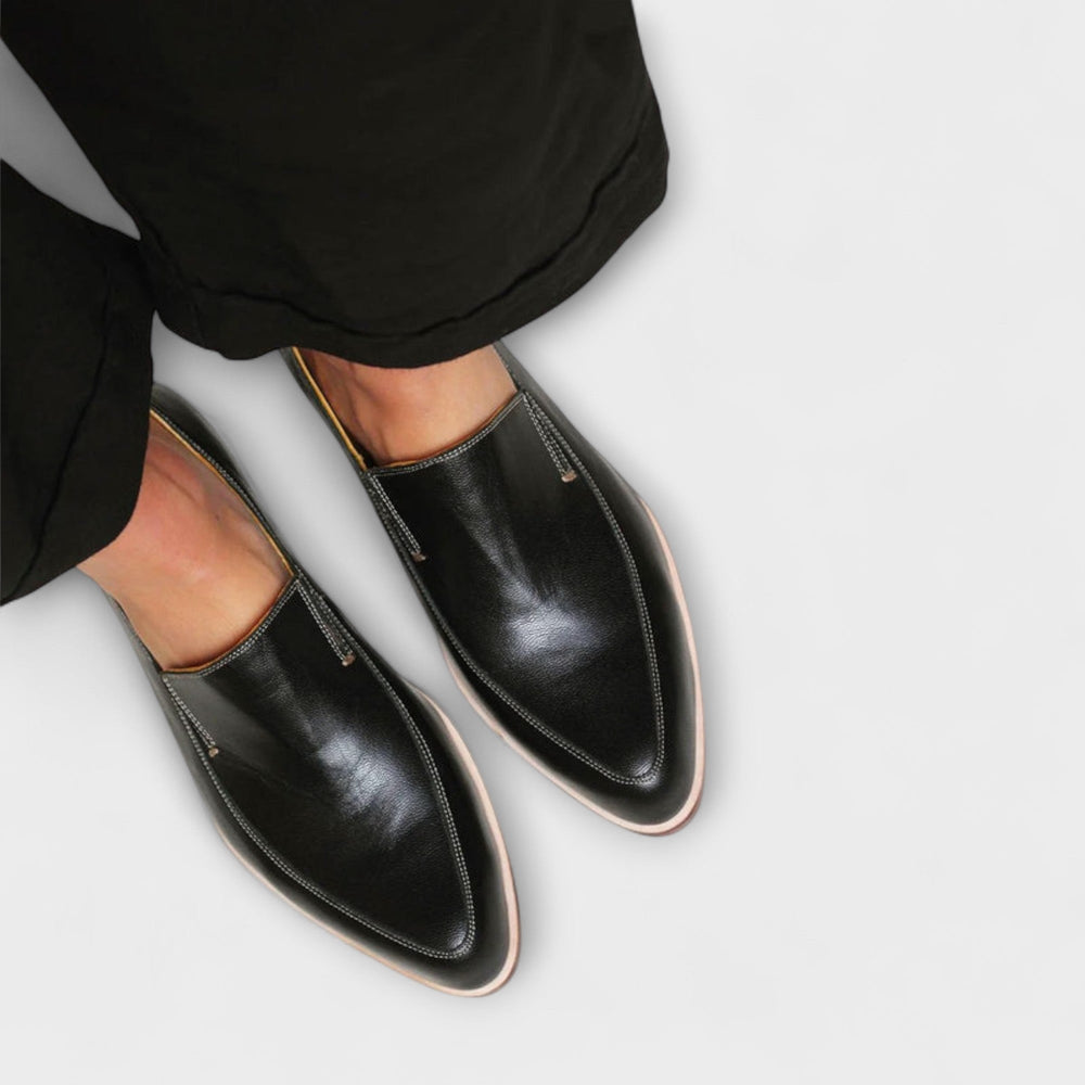 Dresslyn | Women's Pointed Toe Penny Loafers - Black - Image 2