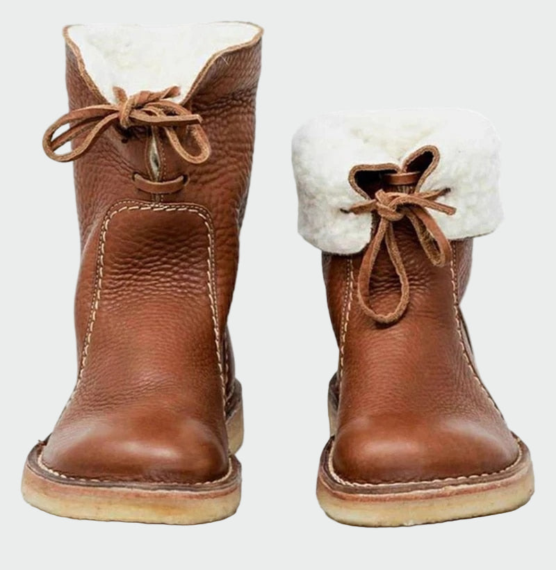 Drevelle | Women's Shearling-Lined Winter Ankle Boots - Camel - Image 2