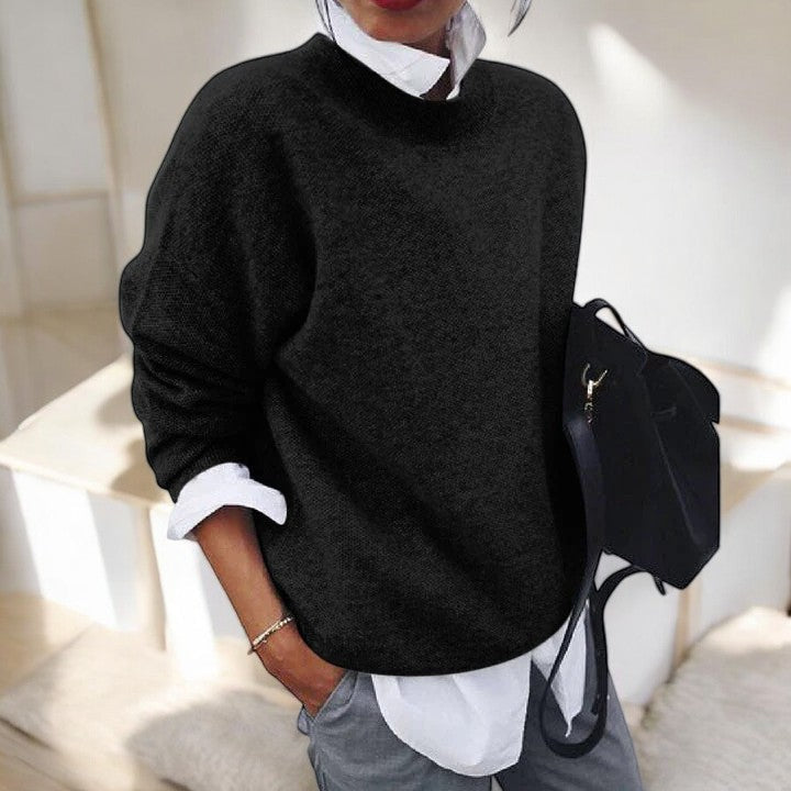 Fennara | Women's Oversized Knit Sweater - Black - Image 1
