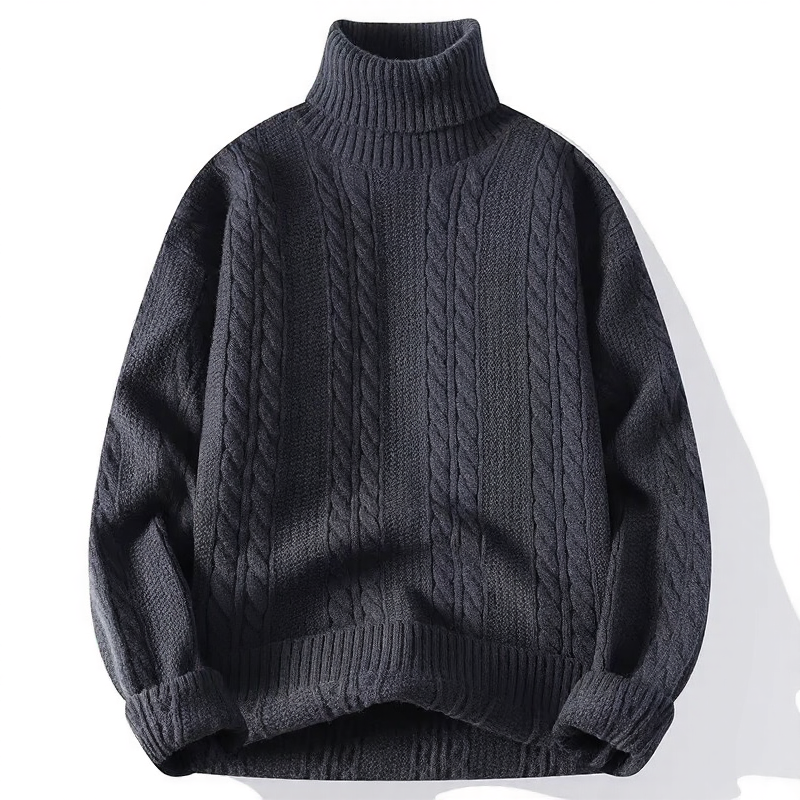 Fennwick | Women's Oversized Cable Knit Turtleneck Sweater - Cream - Image 2