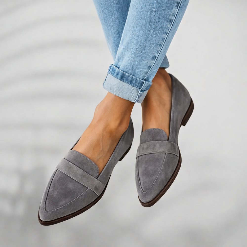 Fenwick | Women's Pointed Toe Penny Loafer Flats - Black - Image 2