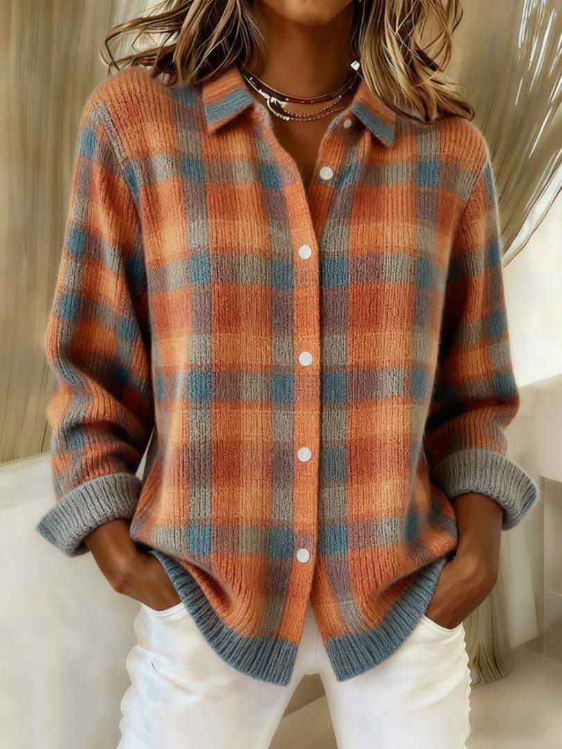 Florentina | Women's Plaid Button-Front Cardigan Sweater - Image 1