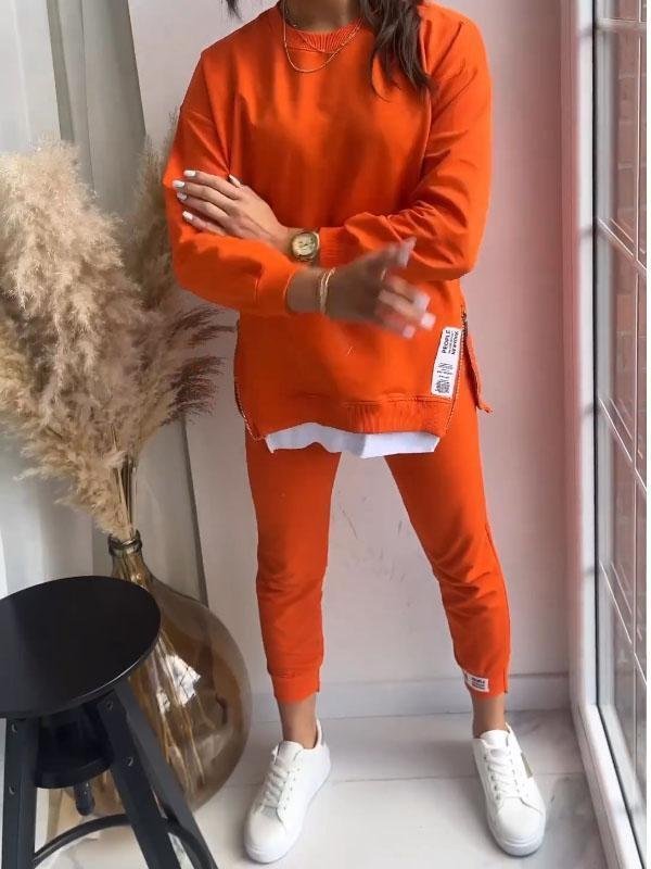 Gelvara | Women's Fleece Loungewear Two-Piece Set - Light Grey - Image 2