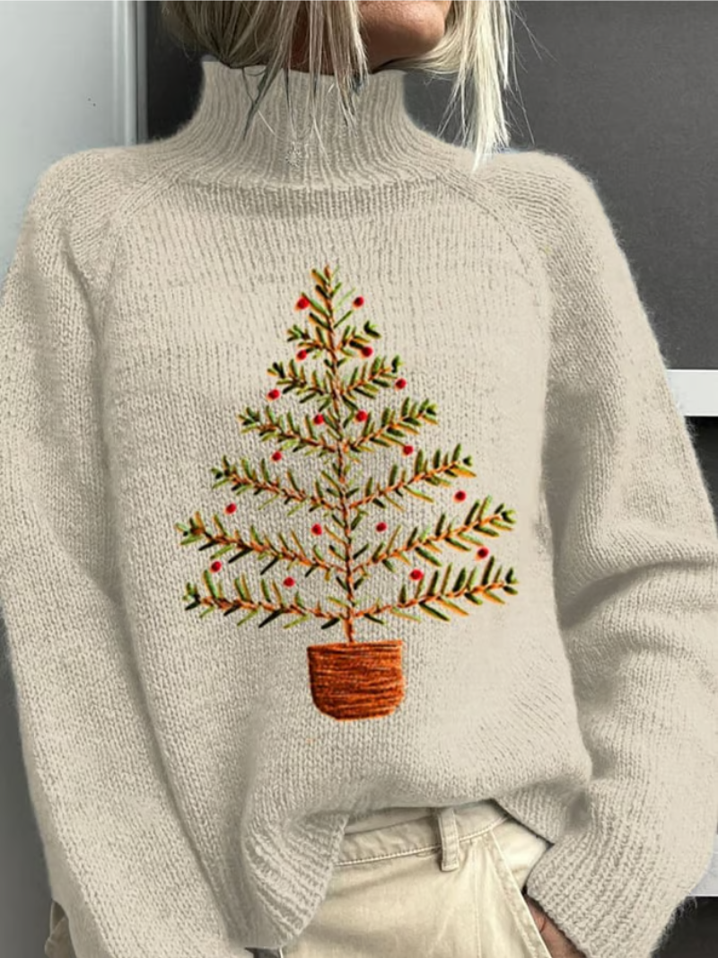 Gwendara | Women's Oversized Christmas Knit Sweater - Cream - Image 1