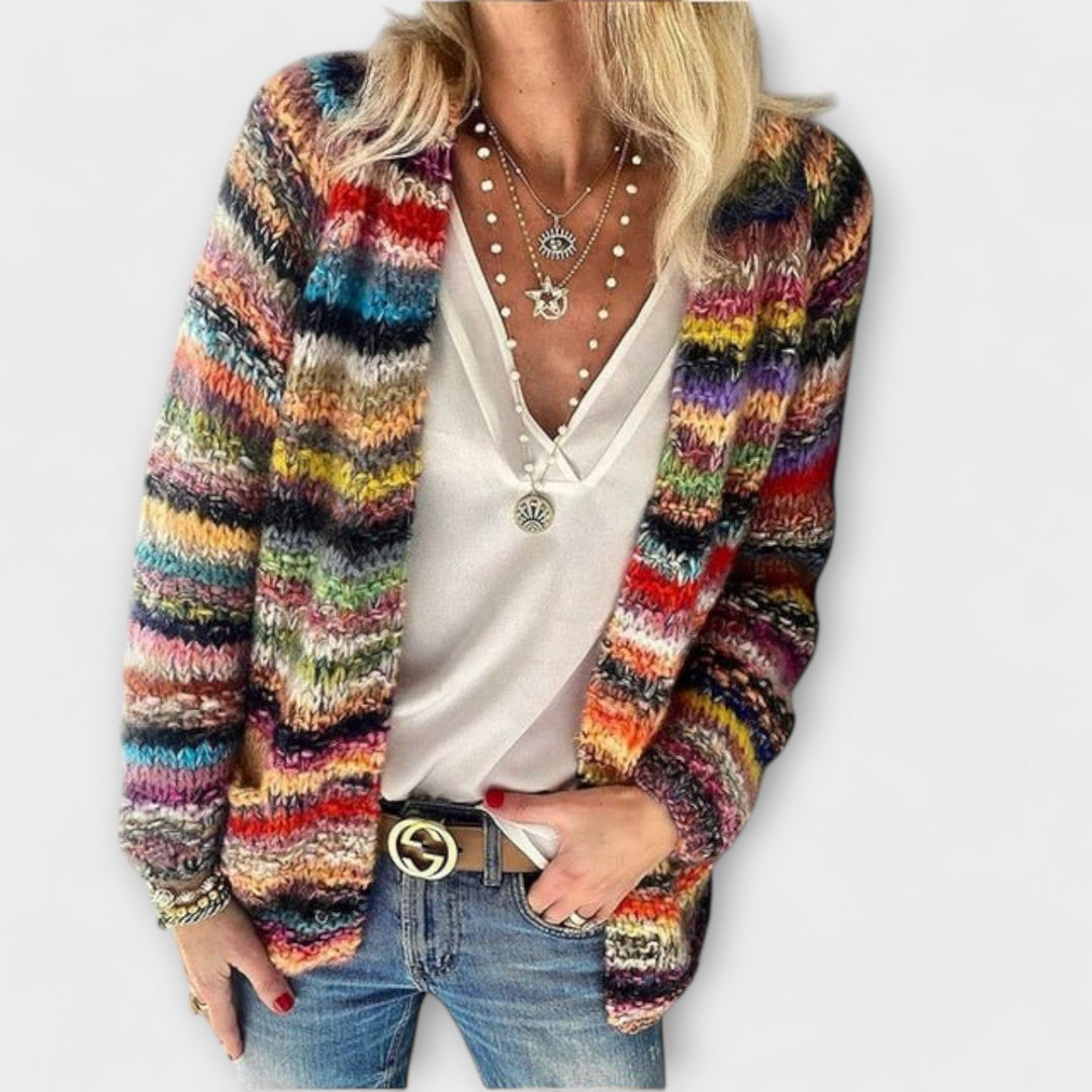 Gwenora | Women's Multicolor Open-Front Cardigan Sweater - Image 1
