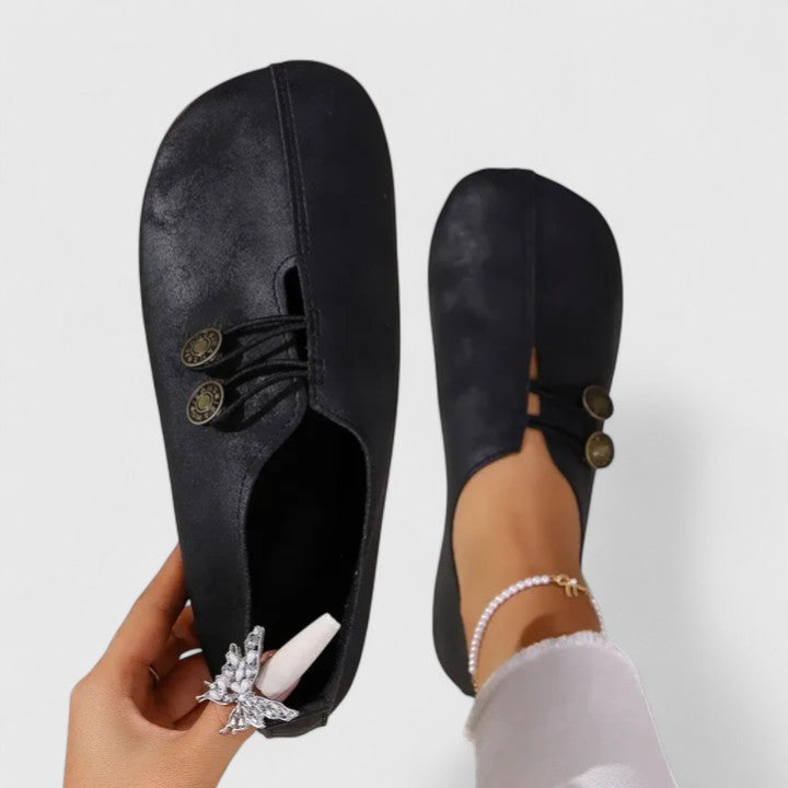 Halveth | Women's Penny Loafers Slip-On Flats - Black - Image 1